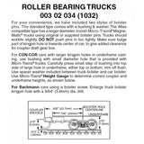 Micro-Trains 003 02 034 - Roller Bearing Trucks - Long Extension - 1 Pair