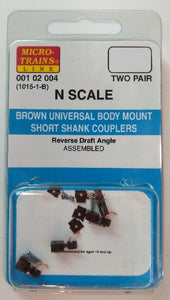 Micro-Trains 001 02 004 - Universal Body Mount Coupler 1015 - Brown - 2 Pairs