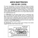 Micro-Trains 003 02 001 - Arch Bar Trucks - with short extension.
