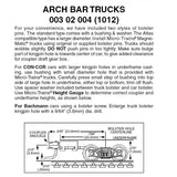 Micro-Trains 003 02 004 - Arch Bar Trucks - with long extension.