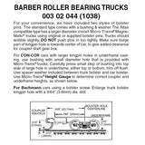 Micro-Trains 003 02 044 - Barber Roller Bearing Truck 1038 - Long Extension - 1 Pair