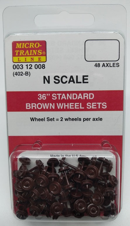 Micro-Trains 003 12 008 - 36' Standard Wheel Sets Brown - 402B - 48 Axles
