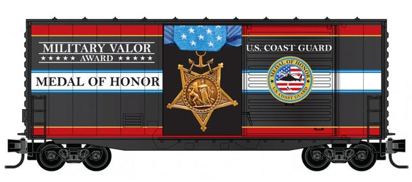 Micro-Trains 101 00 764 - 40' Hy-Cube Box Car - Military Valor Award - US Coast Guard