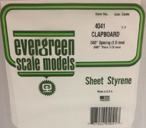 Evergreen 4041 - Clapboard - .040"/1.0mm Spacing // .040"/1.0mm Thick - 1 Sheet