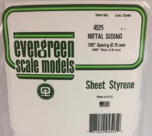 Evergreen 4525 - Metal Siding - .030"/0.75mm Spacing // .040"/1.0mm Thick - 1 Sheet