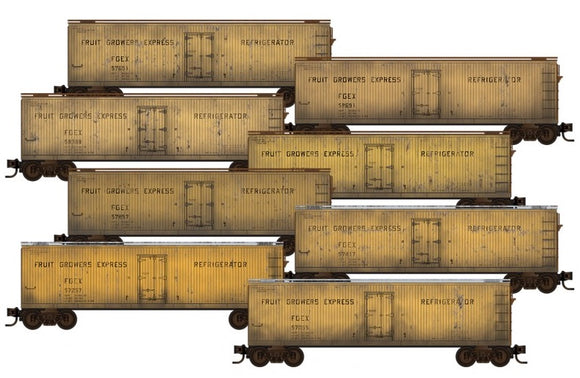 Micro-Trains 993 005 824 - 40' Double-Sheathed Wood Reefer - 8 Pack Weathered - Fruit Growers Express.