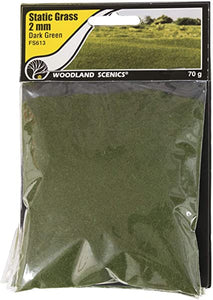 Woodland Scenics FS613 - Static Grass 2mm - Dark Green - 2.46 oz