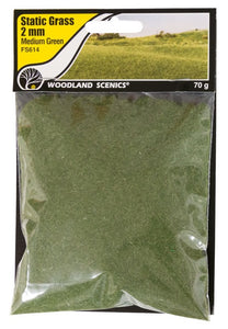 Woodland Scenics FS614 - Static Grass 2mm - Medium Green - 2.46 oz