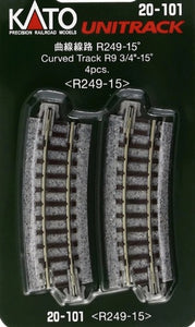 Kato 20-101 - Unitrack - R249-15 Deg Curved Track - 4 Pack